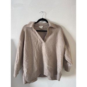 H&M Womens Collared Beige Knit Sweater size medium